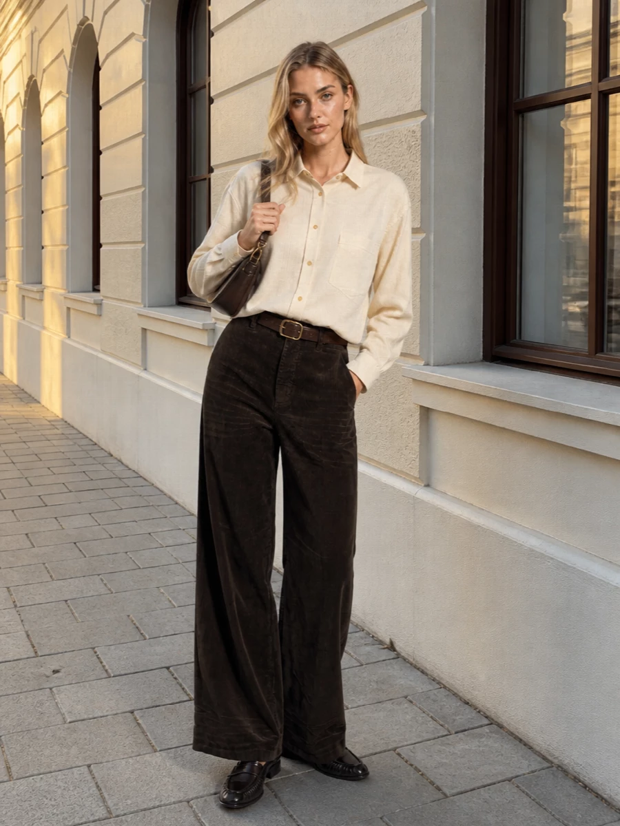 Darkpark shirt wide corduroy trousers prada bag