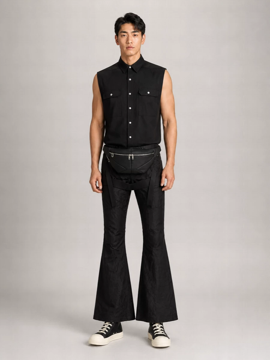 Rick Owens Cupro High-Rise Extra-Long Flared Pants