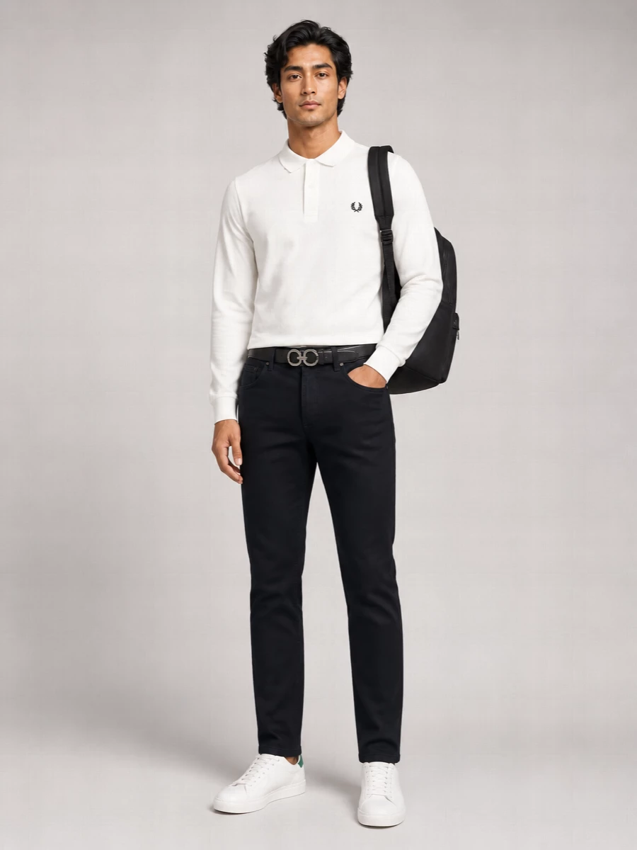 Fred Perry Cotton Long-Sleeve Polo Shirt