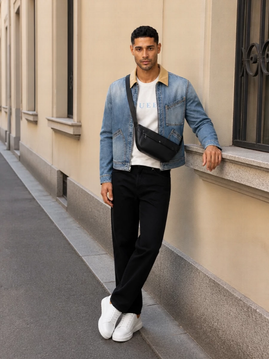 Alexander mcqueen denim jacket sneaker outfit