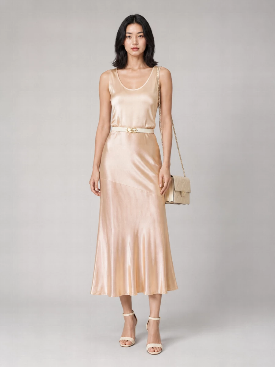 Tory Burch High-Waisted A-Line Skirt Satin Finish