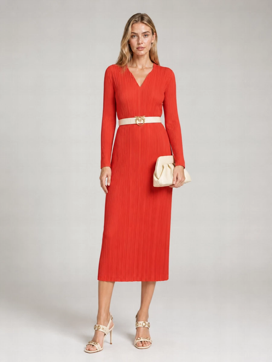 Pleats Please Issey Miyake February Tunic Dress Long Sleeve Midi