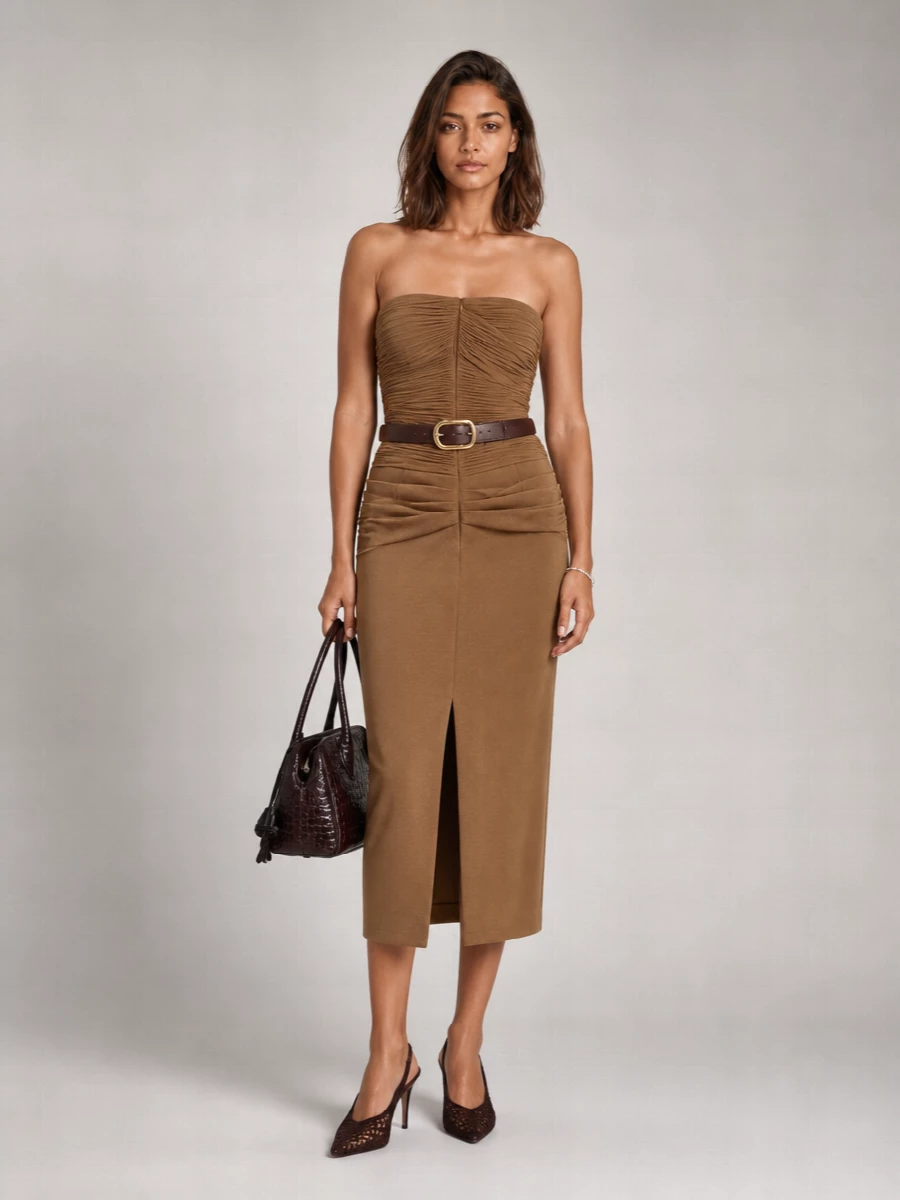 Magda Butrym Draped Off-The-Shoulder Midi Dress