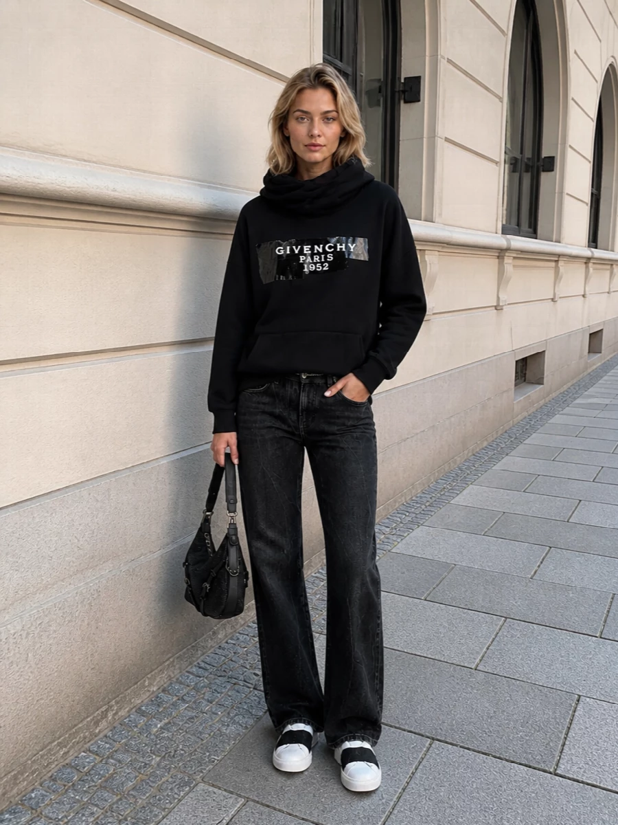 Givenchy hoodie black jeans white sneakers