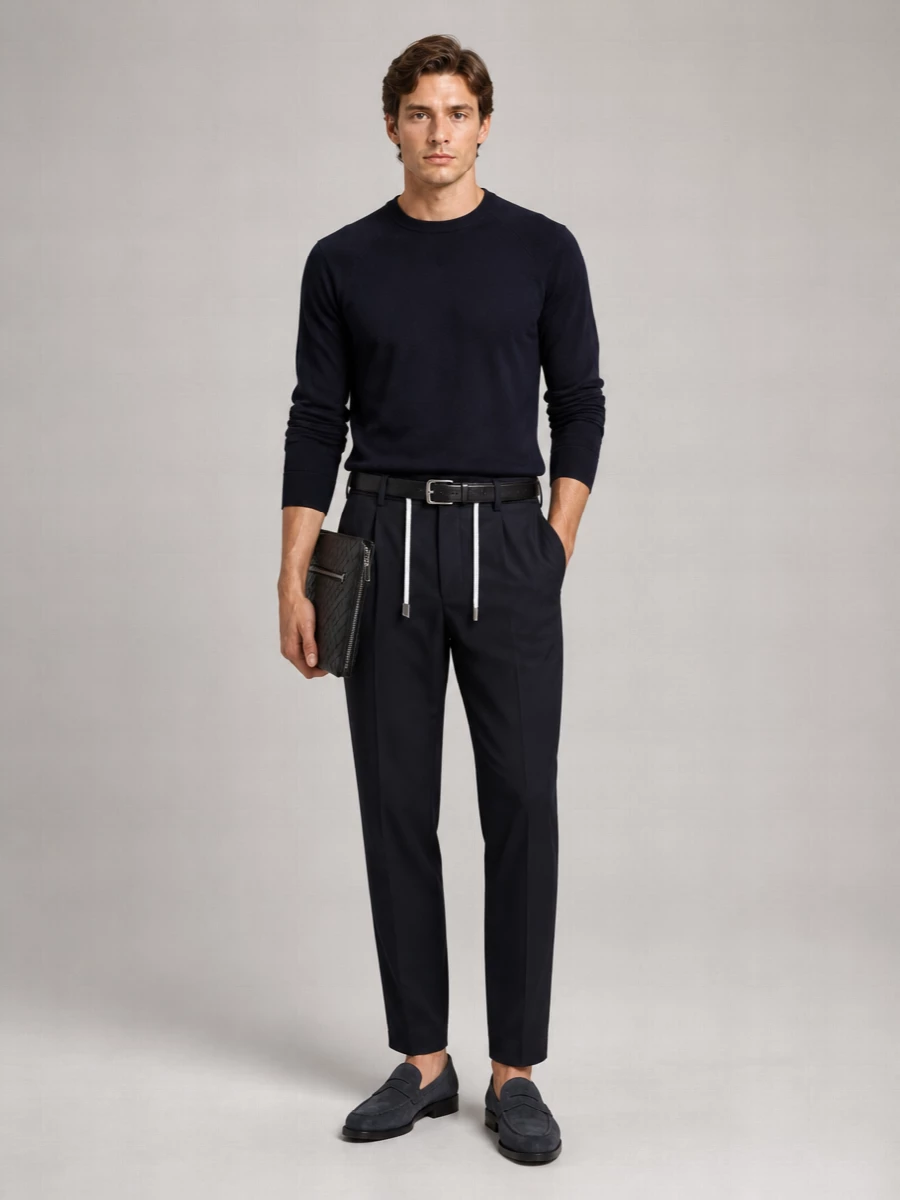 Eleventy Wool-Blend Straight-Leg Trousers