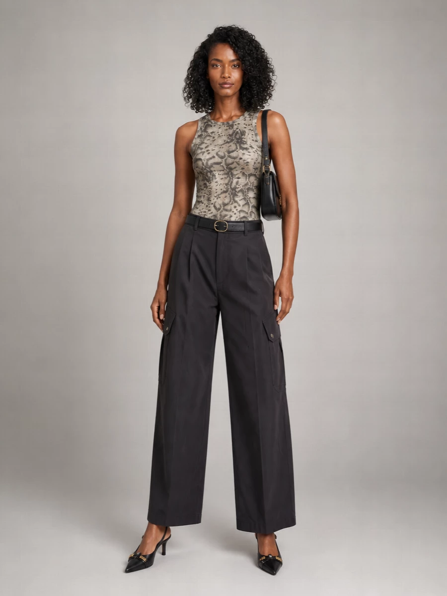 Pinko Ribbed Snakeskin-Print Tank Top