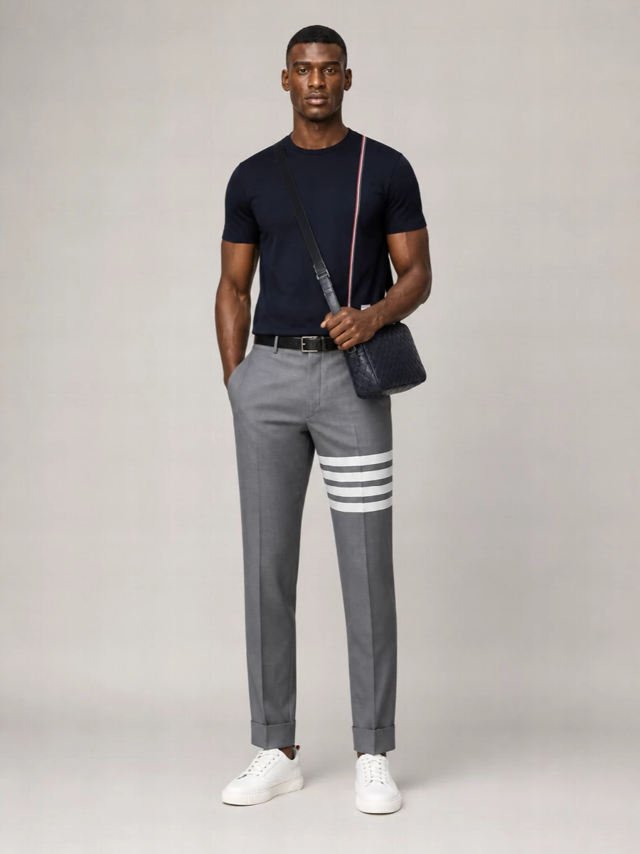 Thom Browne Cotton Jersey Rwb Stripe Short-Sleeve T-Shirt