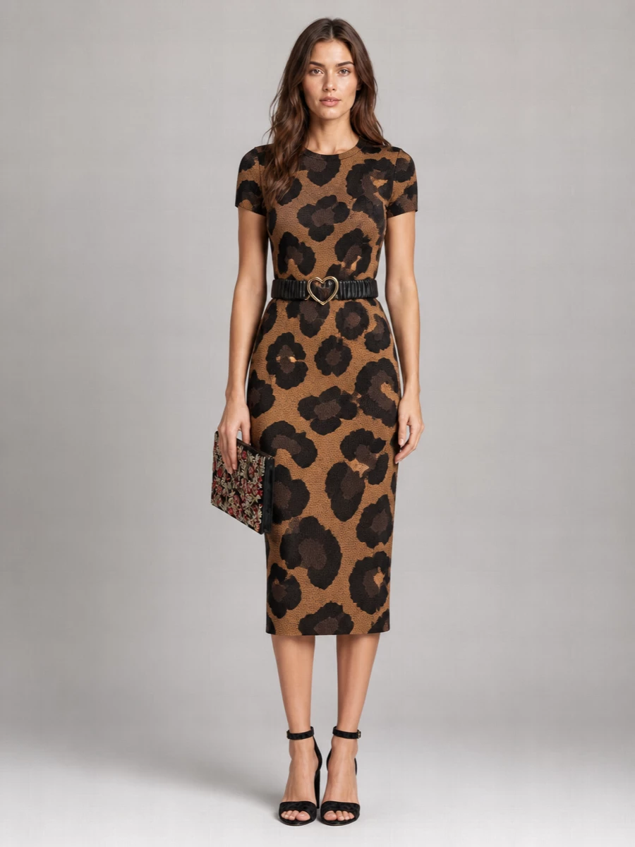 Dolce&Gabbana Leopard-Print Flared A-Line Midi Dress