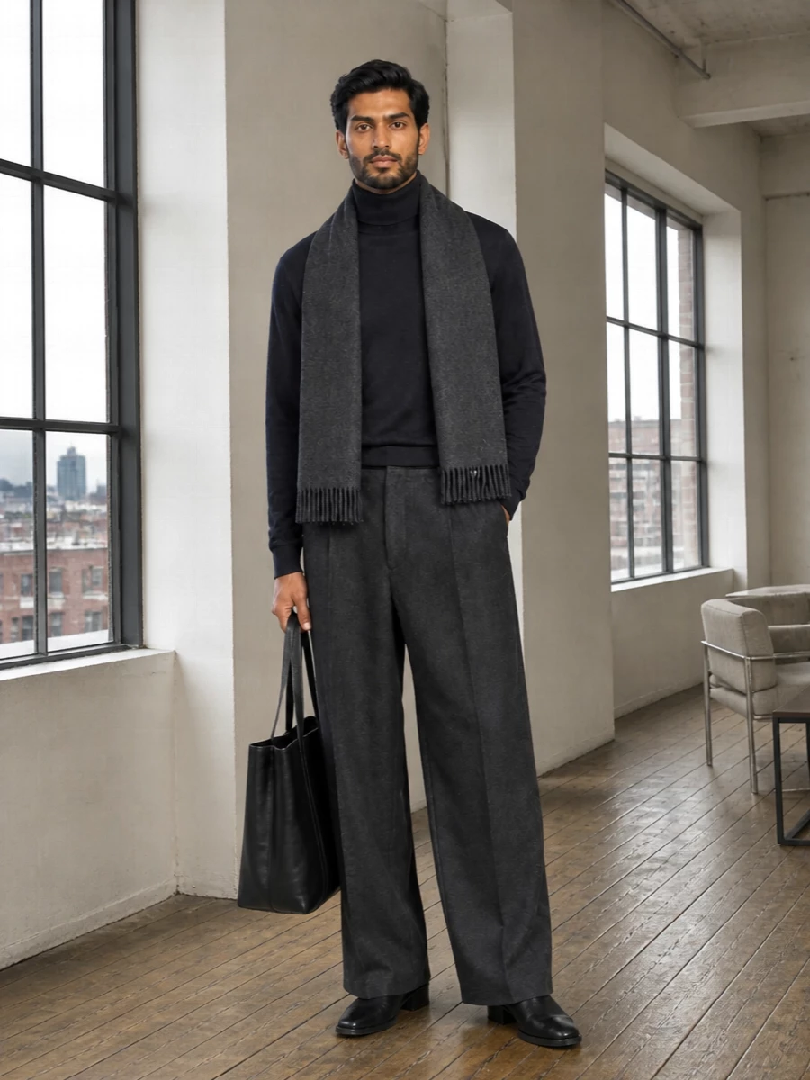Jil sander wide leg trouser turtleneck outfit