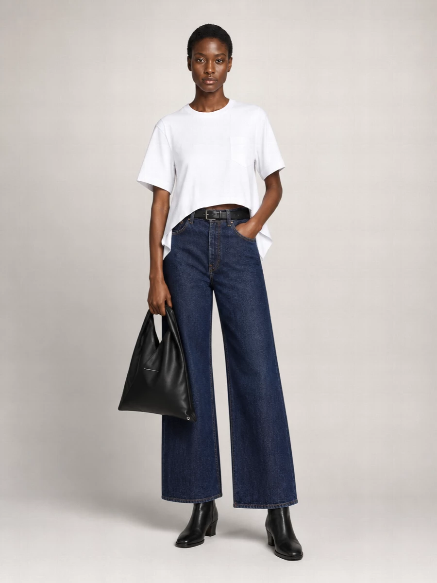 Sacai Bootcut Jeans With Belt Loops And Contrast Stitching