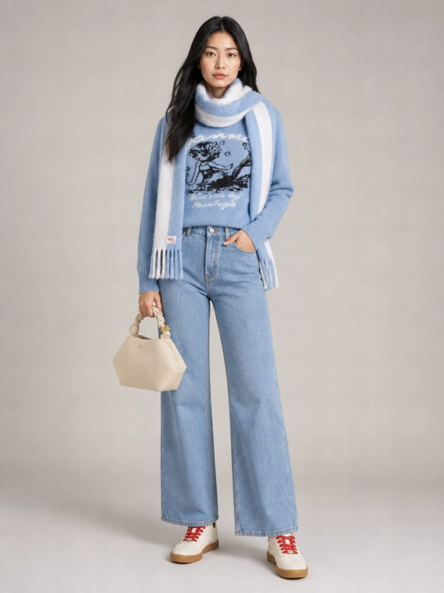 Ganni Wool Blend Crew-Neck Sweater