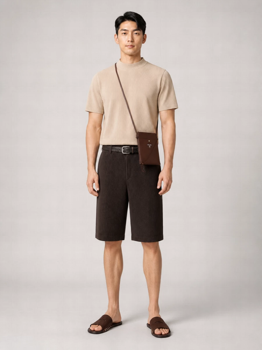 Homme Plisse Issey Miyake Ribbed Straight-Leg Bermuda Shorts
