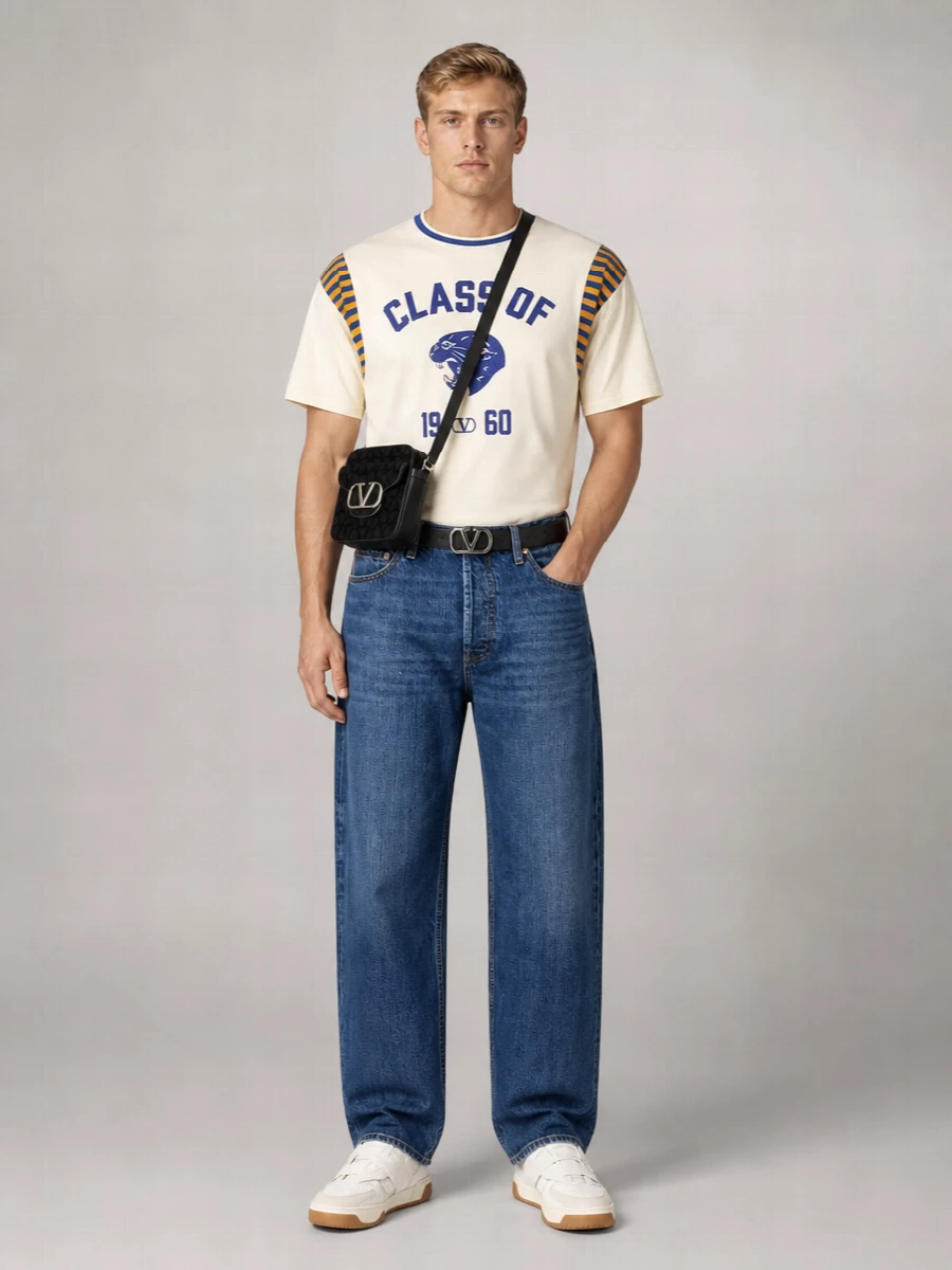 Valentino Garavani Striped Relaxed-Fit Cotton-Linen T-Shirt