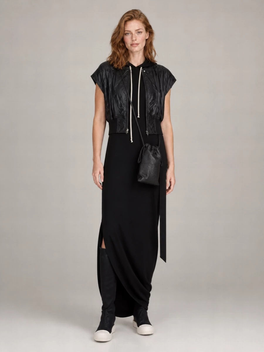 Rick Owens Drkshdw Nylon Sleeveless Cropped Bomber Jacket
