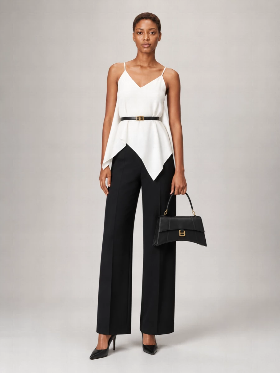 Balenciaga Silk Blend Draped Asymmetric Top