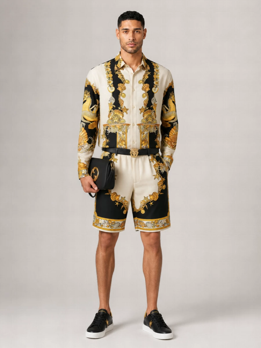 Versace Silk Printed Tailored Shorts