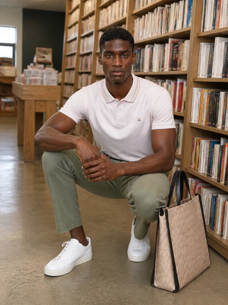 Vivienne westwood polo sage trousers white sneakers