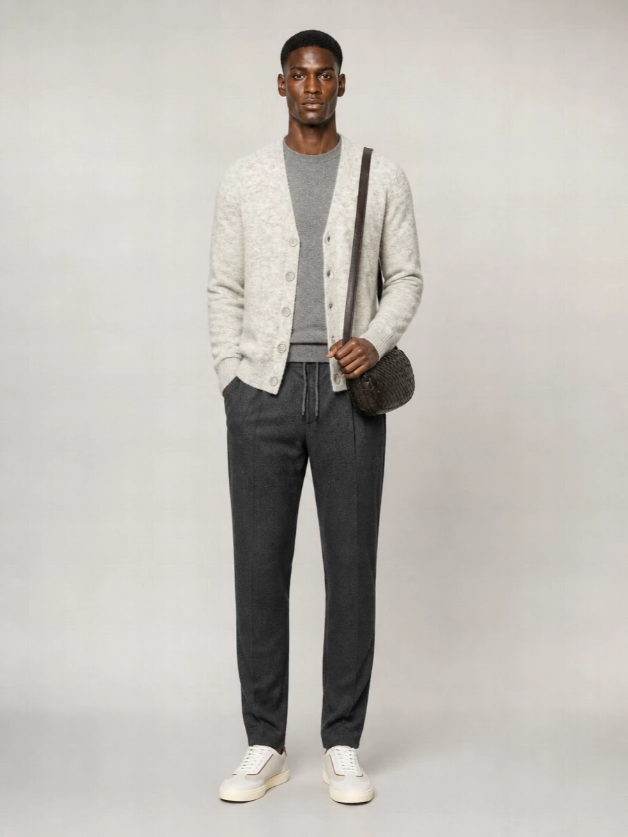 Brunello Cucinelli Alpaca Cashmere V-Neck Ribbed Cardigan