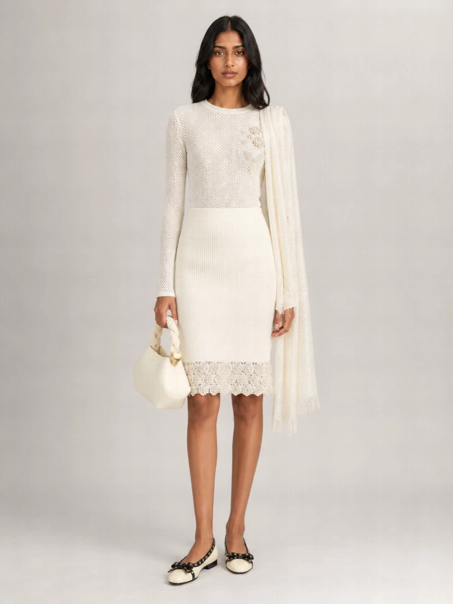 Ganni Organic Cotton Pointelle Knit Sweater