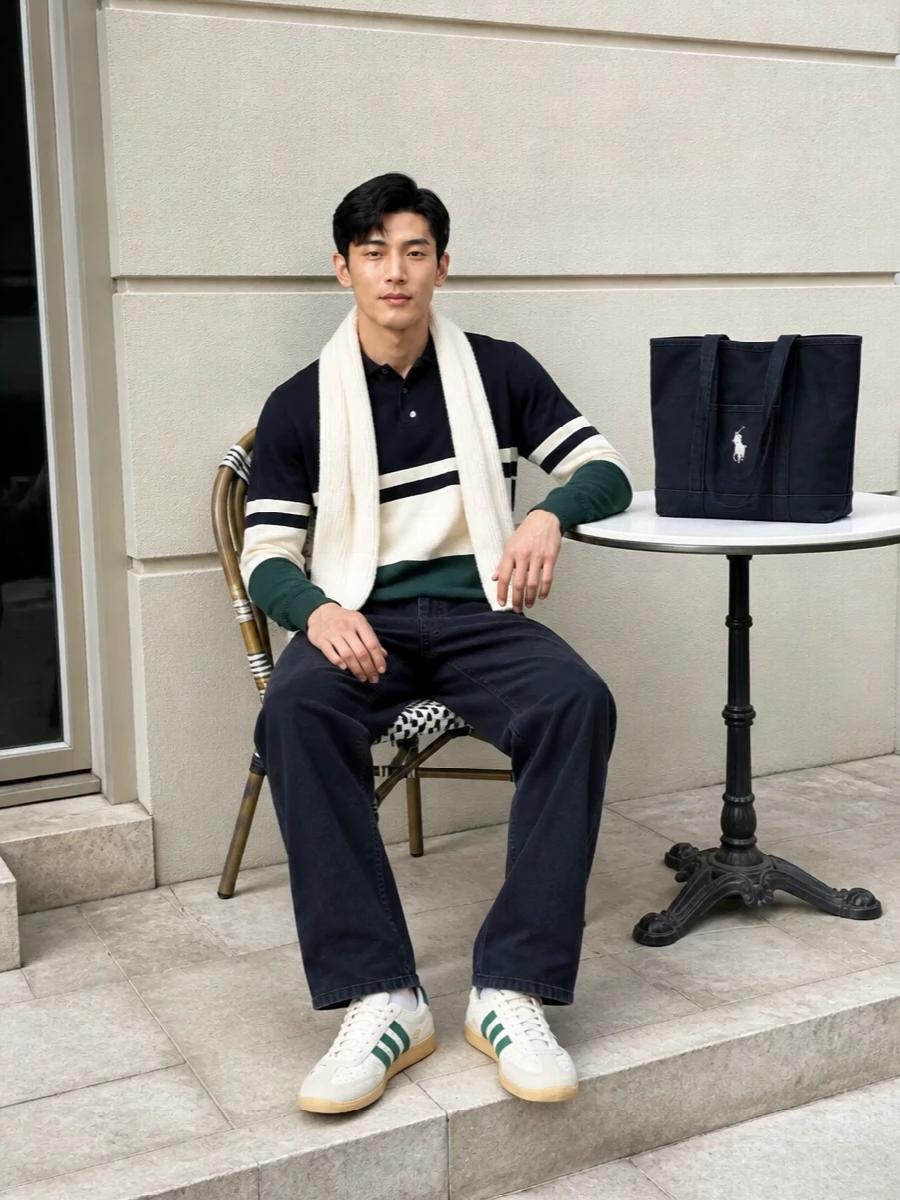 Carhartt polo navy pants adidas trainers