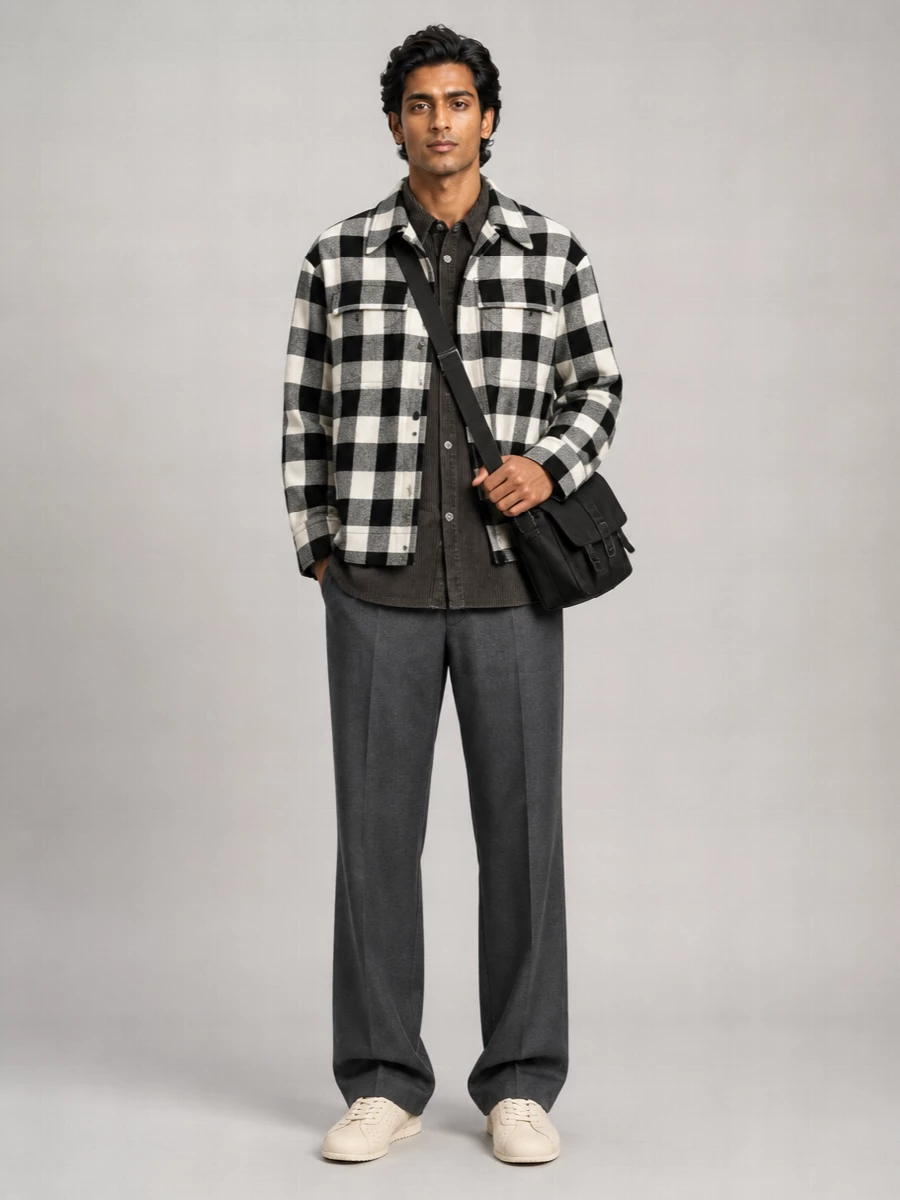 Ami Paris checked wool shirt jacket