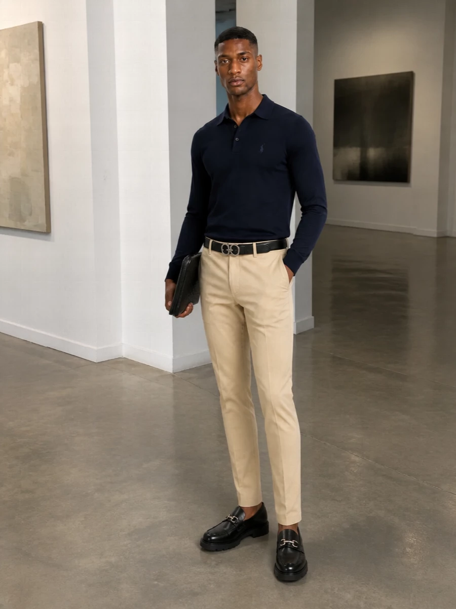 Polo ralph lauren navy polo beige chinos outfit