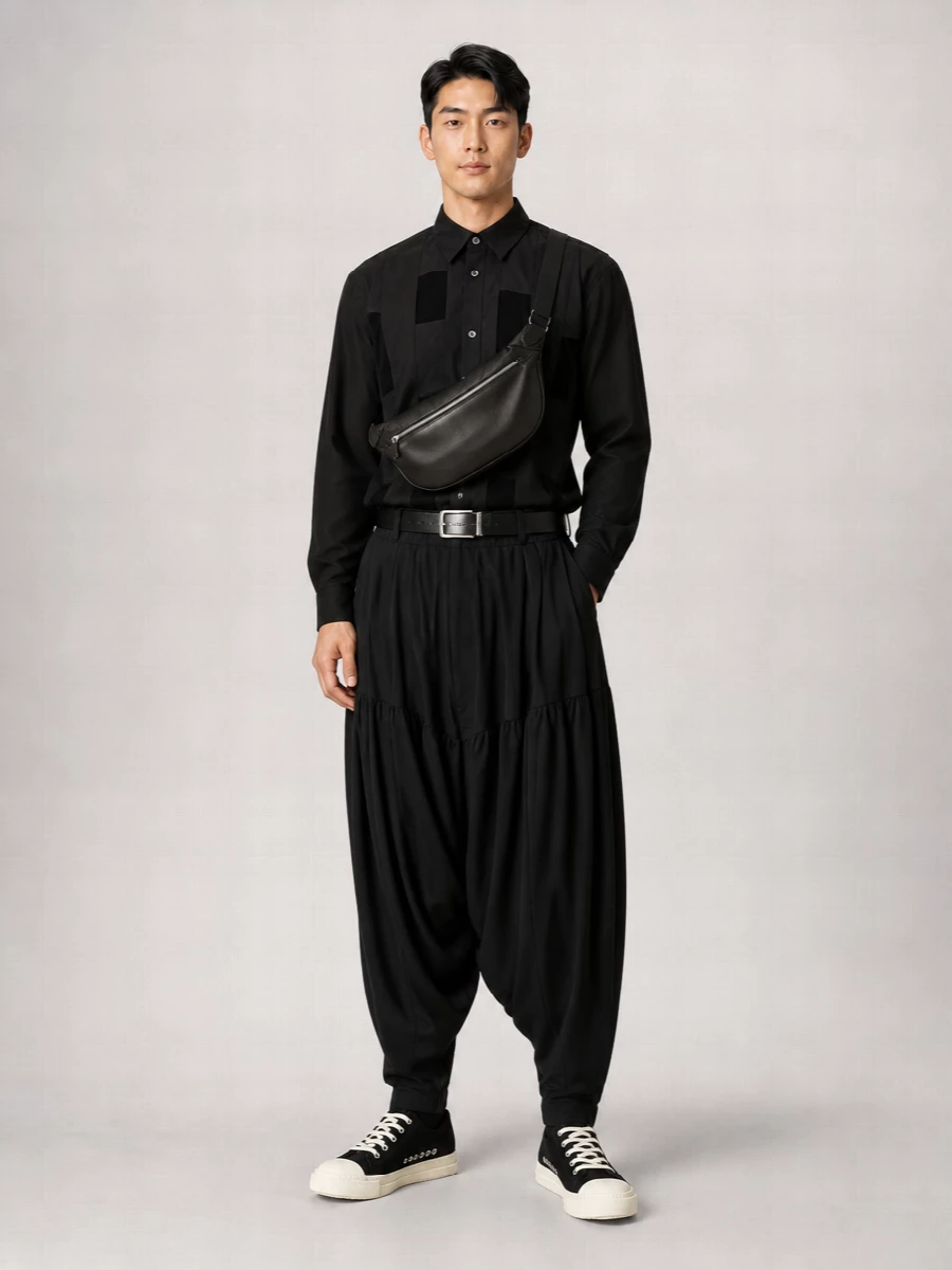 Comme Des Garçons Paneled Barrel-Leg Trousers
