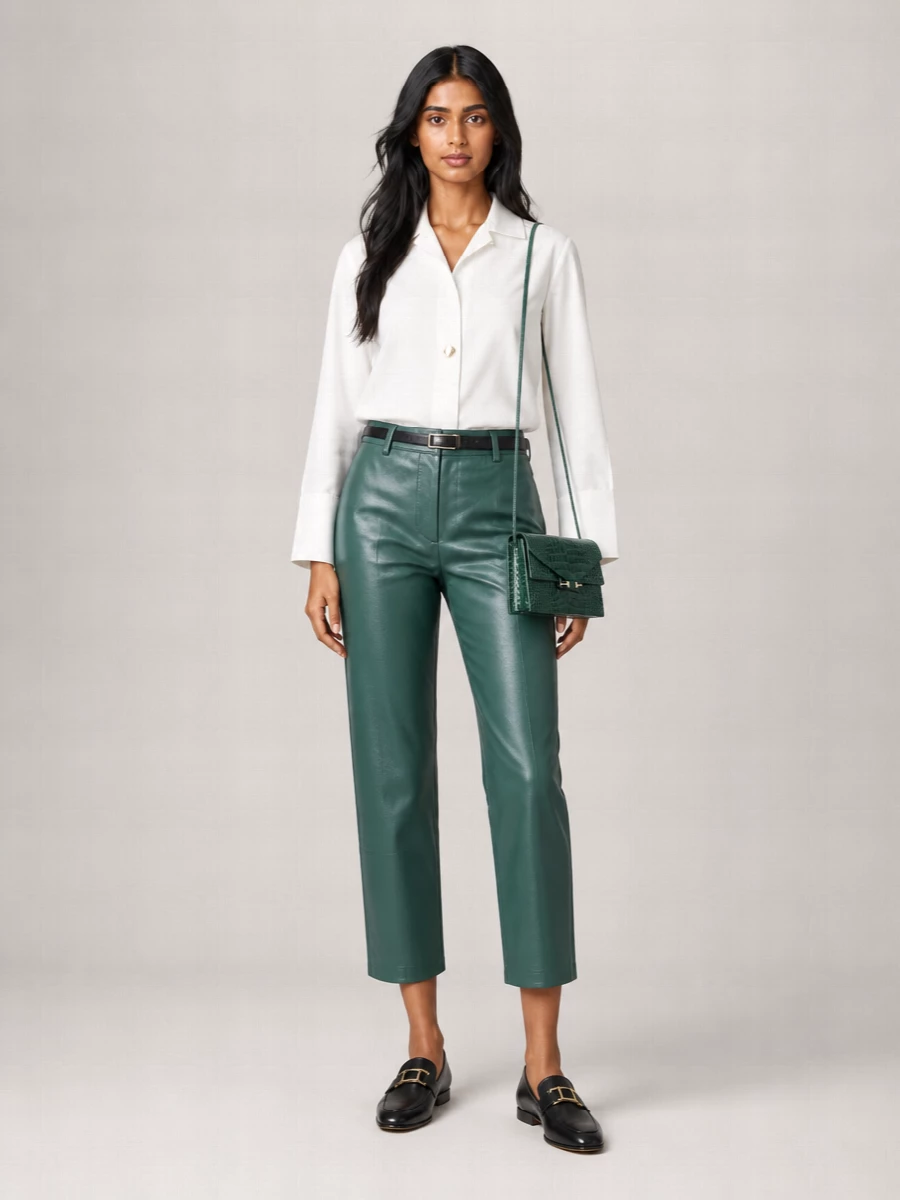 The Frankie Shop Leather Cropped Capri Trousers