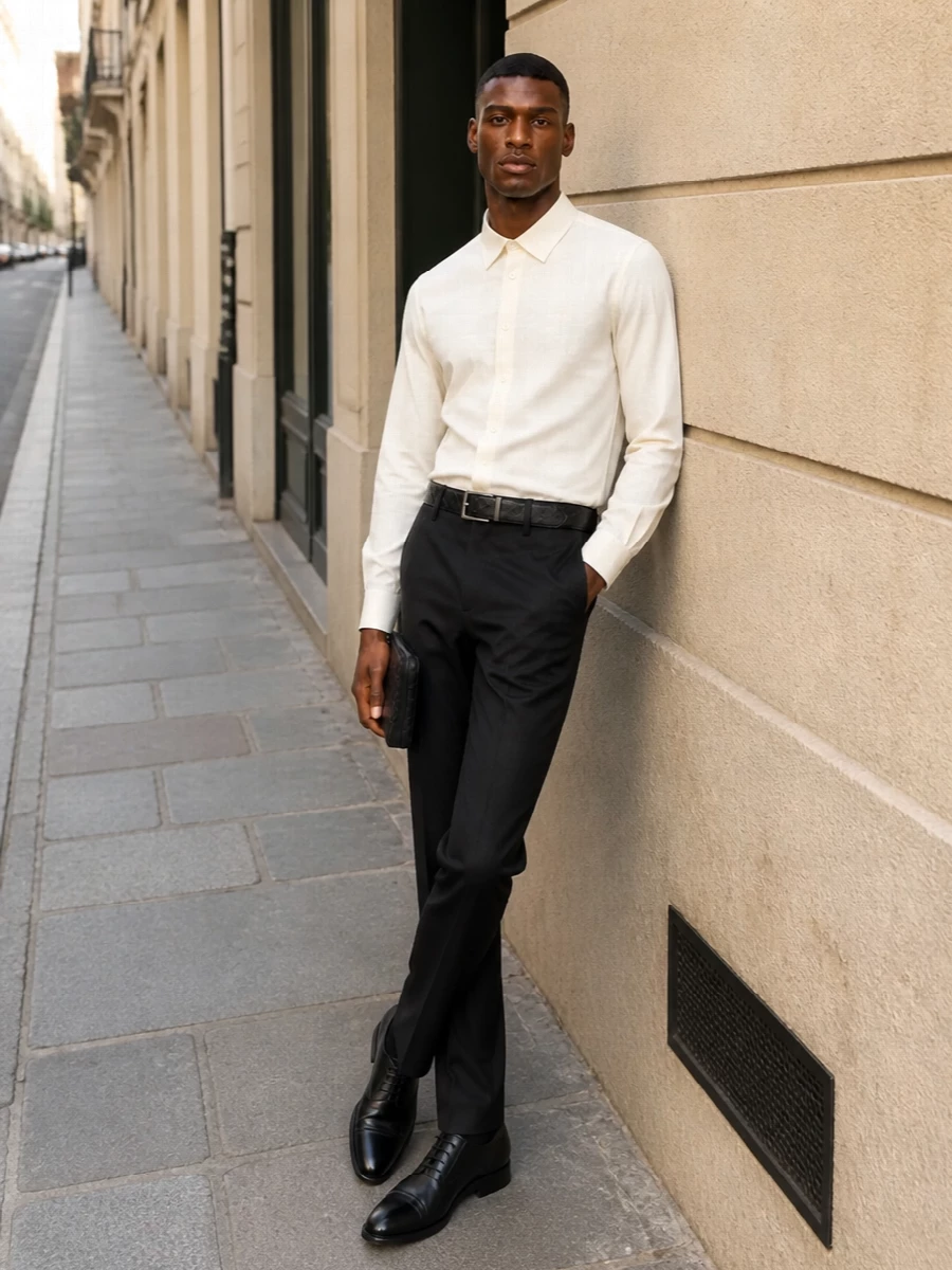 Gucci gg jacquard trousers cream shirt outfit