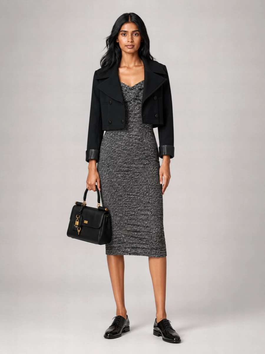 Dolce&Gabbana Wool Silk Double-Breasted Cropped Jacket