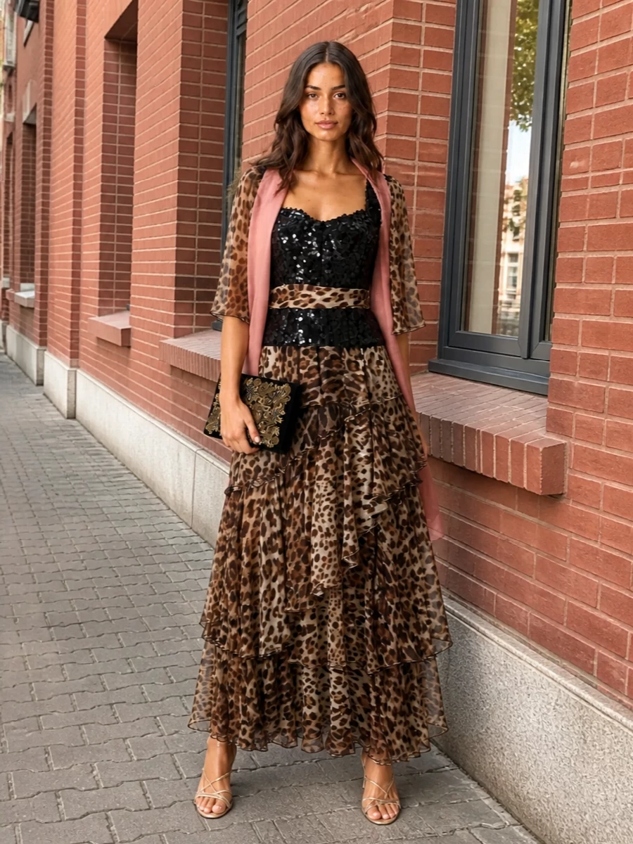 Dolce gabbana leopard maxi dress evening outfit