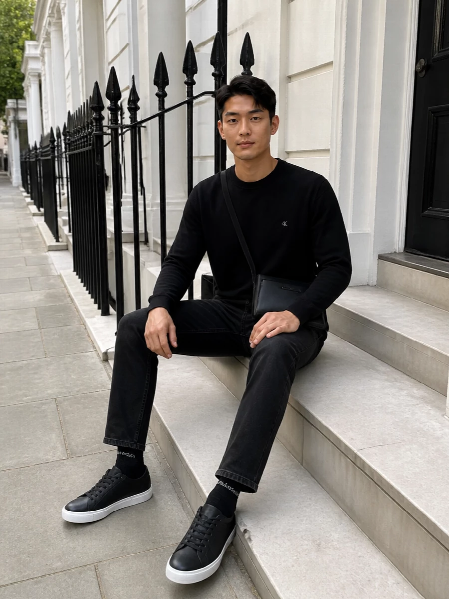 Calvin klein black crew washed black jeans outfit