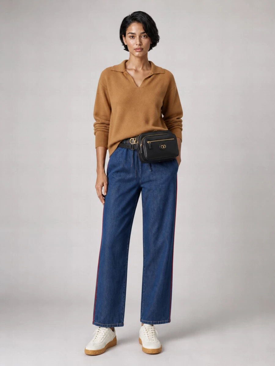 Valentino wide-leg denim trousers