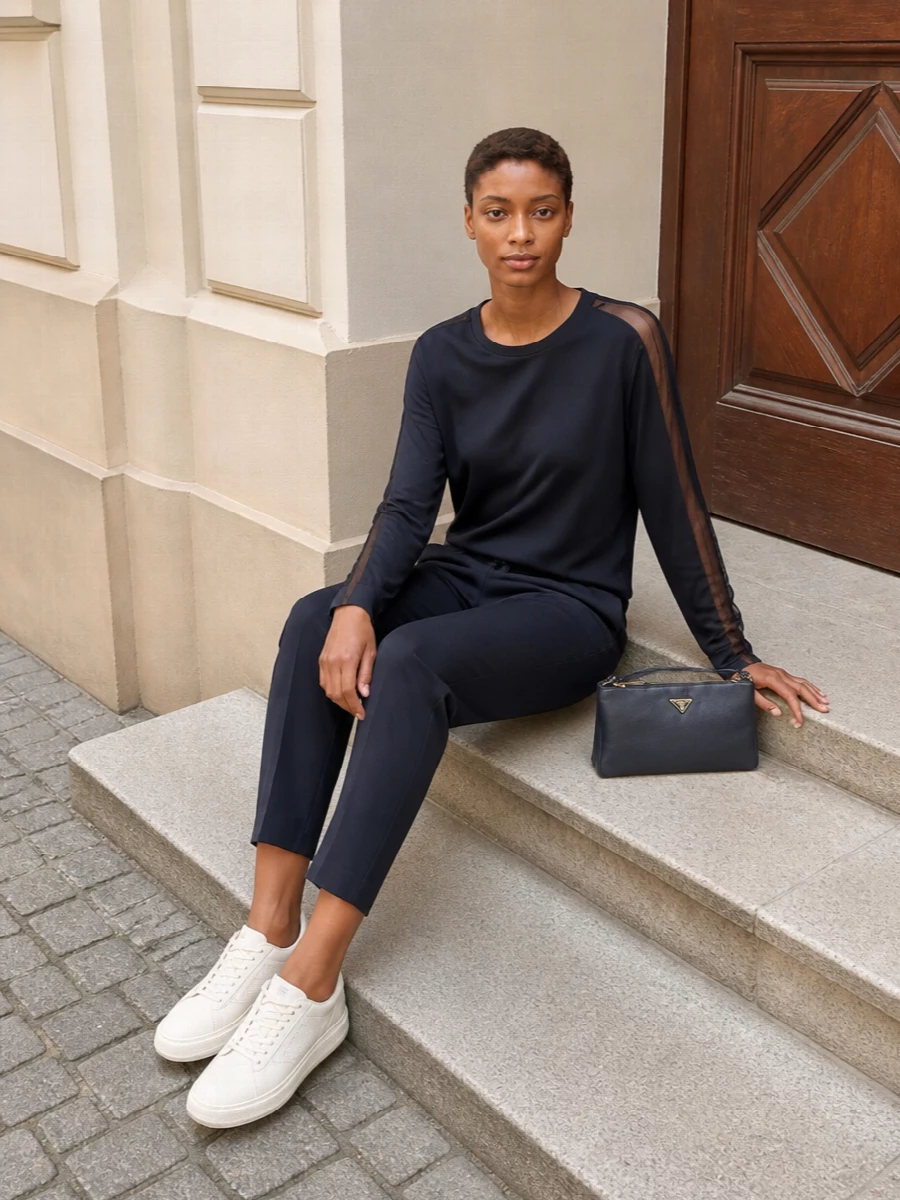 Fabiana filippi navy sweatshirt tailored trousers