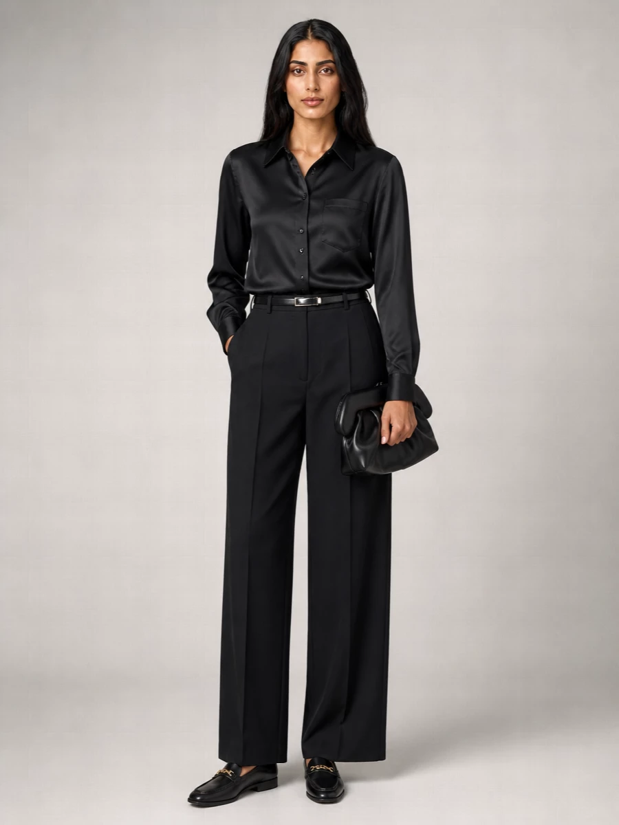 The Frankie Shop Satin Shirt Dress