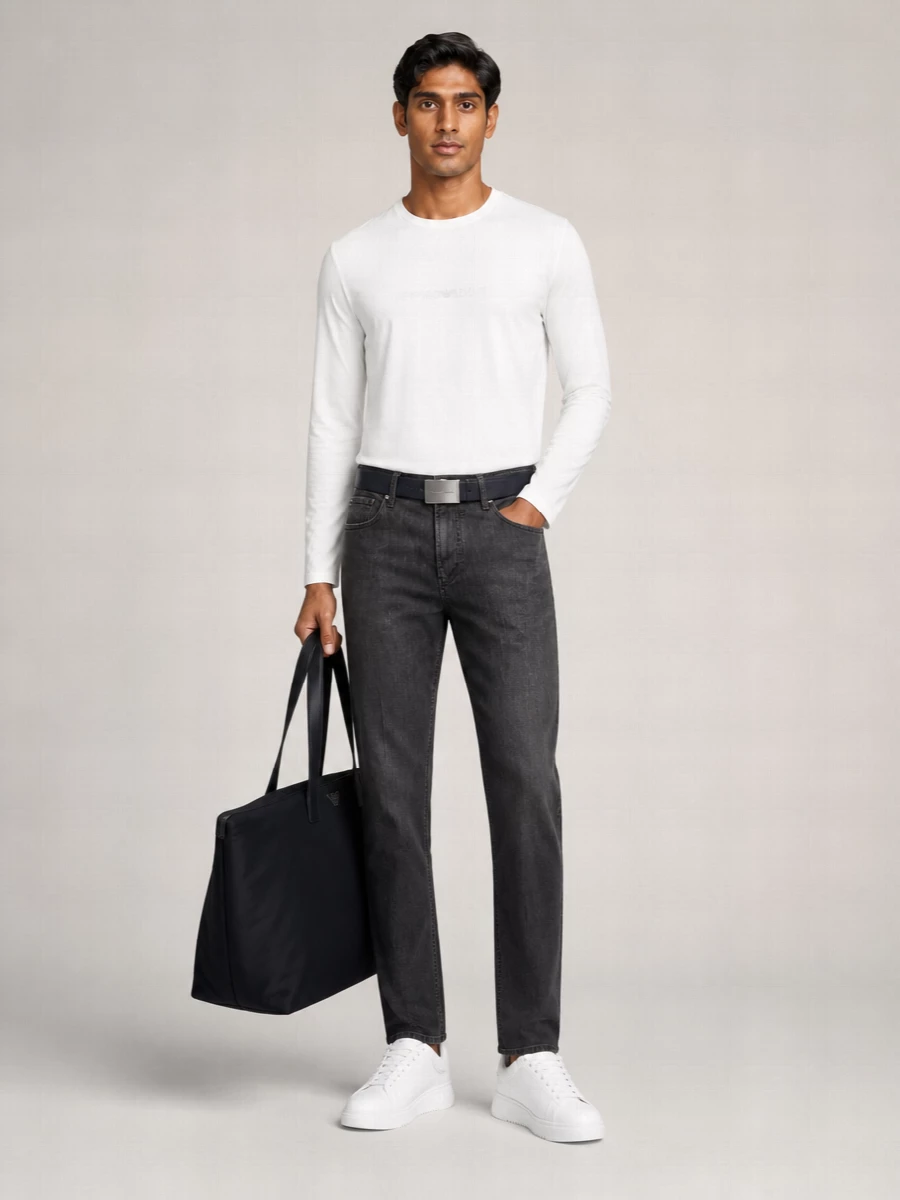 Emporio Armani Cotton Long Sleeve Crew Neck T-Shirt