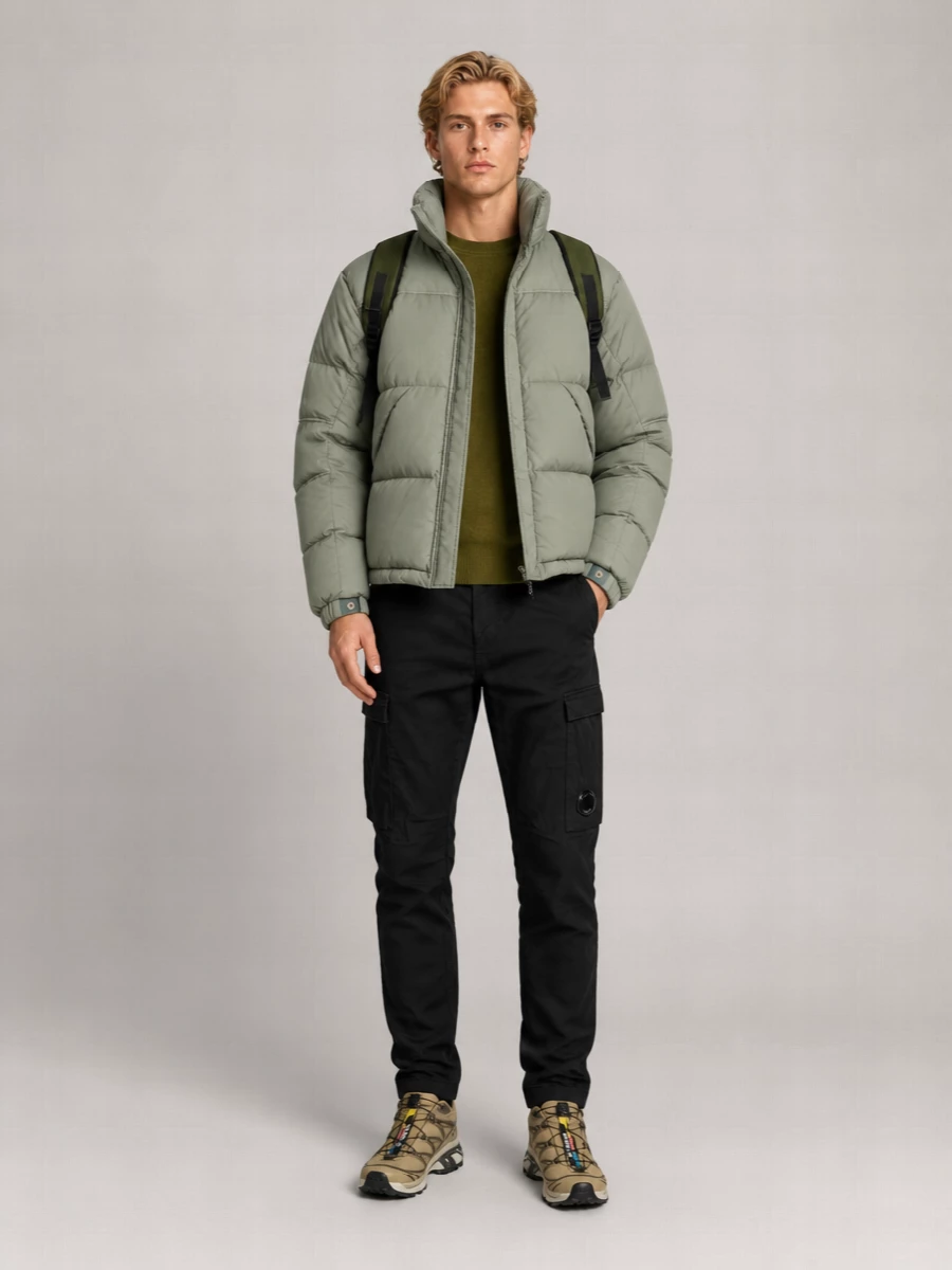 Ten C Quilted High Neck Down Jacket With Adjustable Hemline