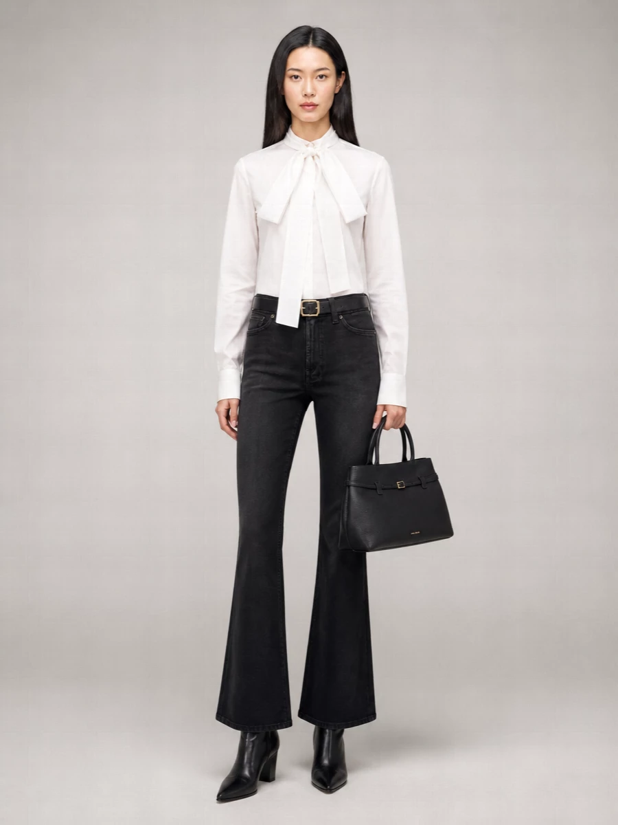 7 For All Mankind High-Rise Wide-Leg Denim Trousers