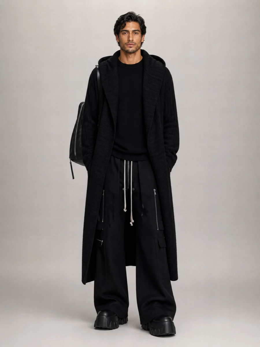 Rick Owens Cashmere Silk Crewneck Duffle Coat