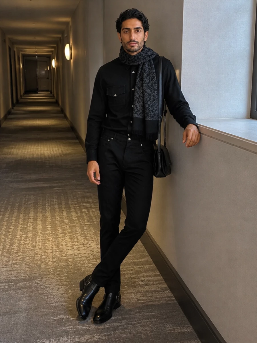 Alexander mcqueen black western shirt slim trouser