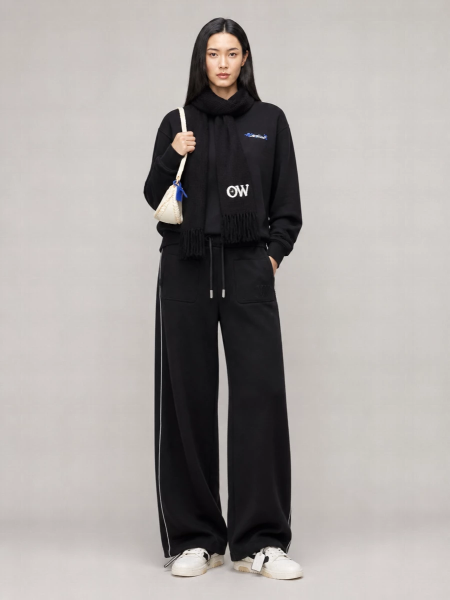 Off-White Cotton Oversized Ribbed Crew-Neck Sweatshirt