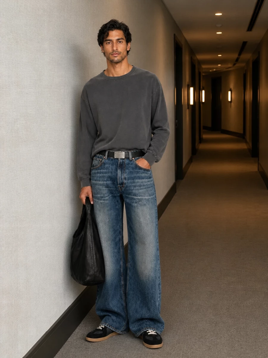 Our legacy wide jeans margiela sneakers outfit