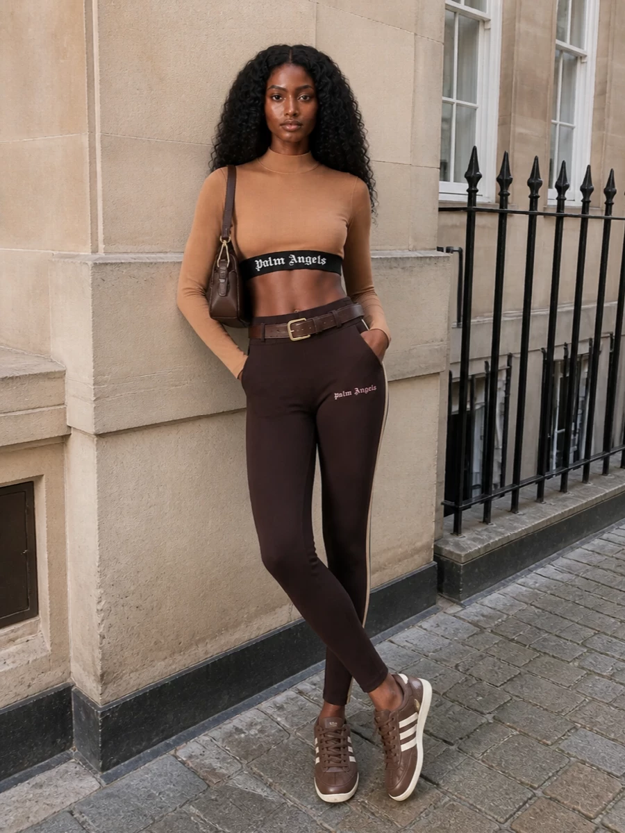 Palm angels brown leggings camel crop outfit