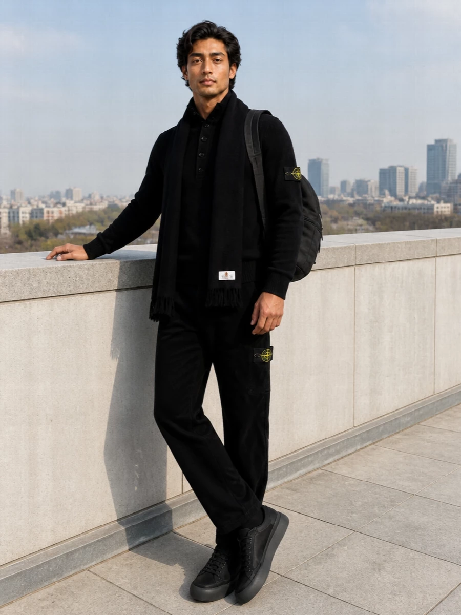 Stone island black knit cords prada sneakers