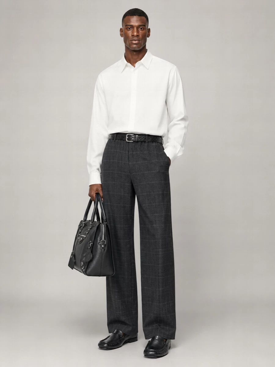 Balenciaga Embroidered Wool Wide-Leg Trousers