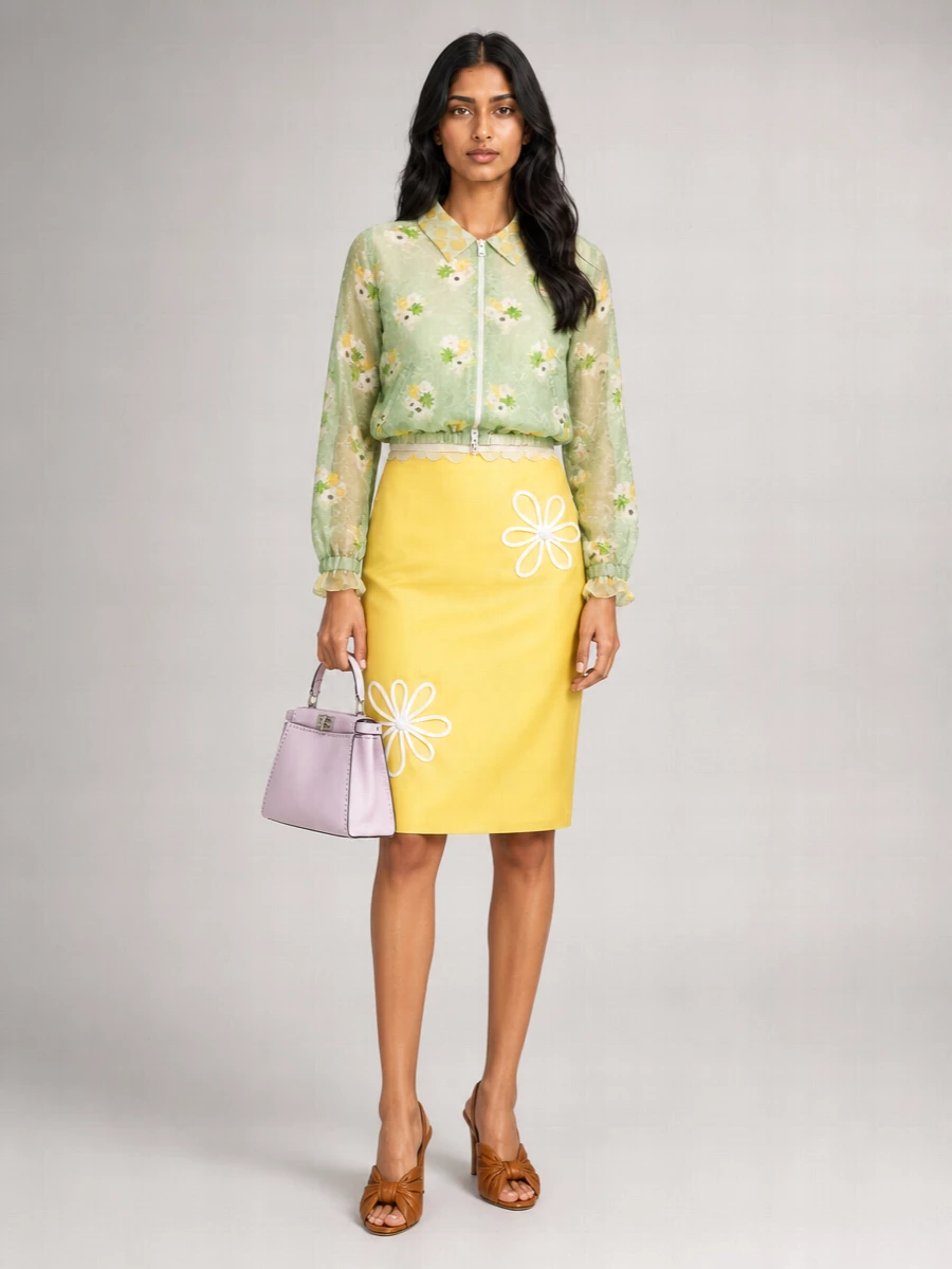 Fendi Silk Organza Lace Bomber Jacket