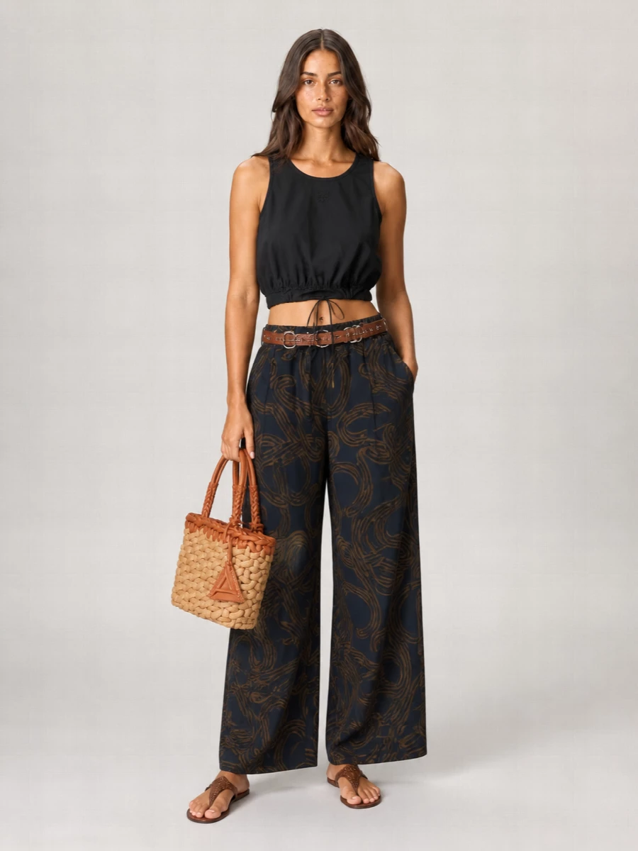 Loewe Paula's Ibiza Silk Printed Wide-Leg Pants