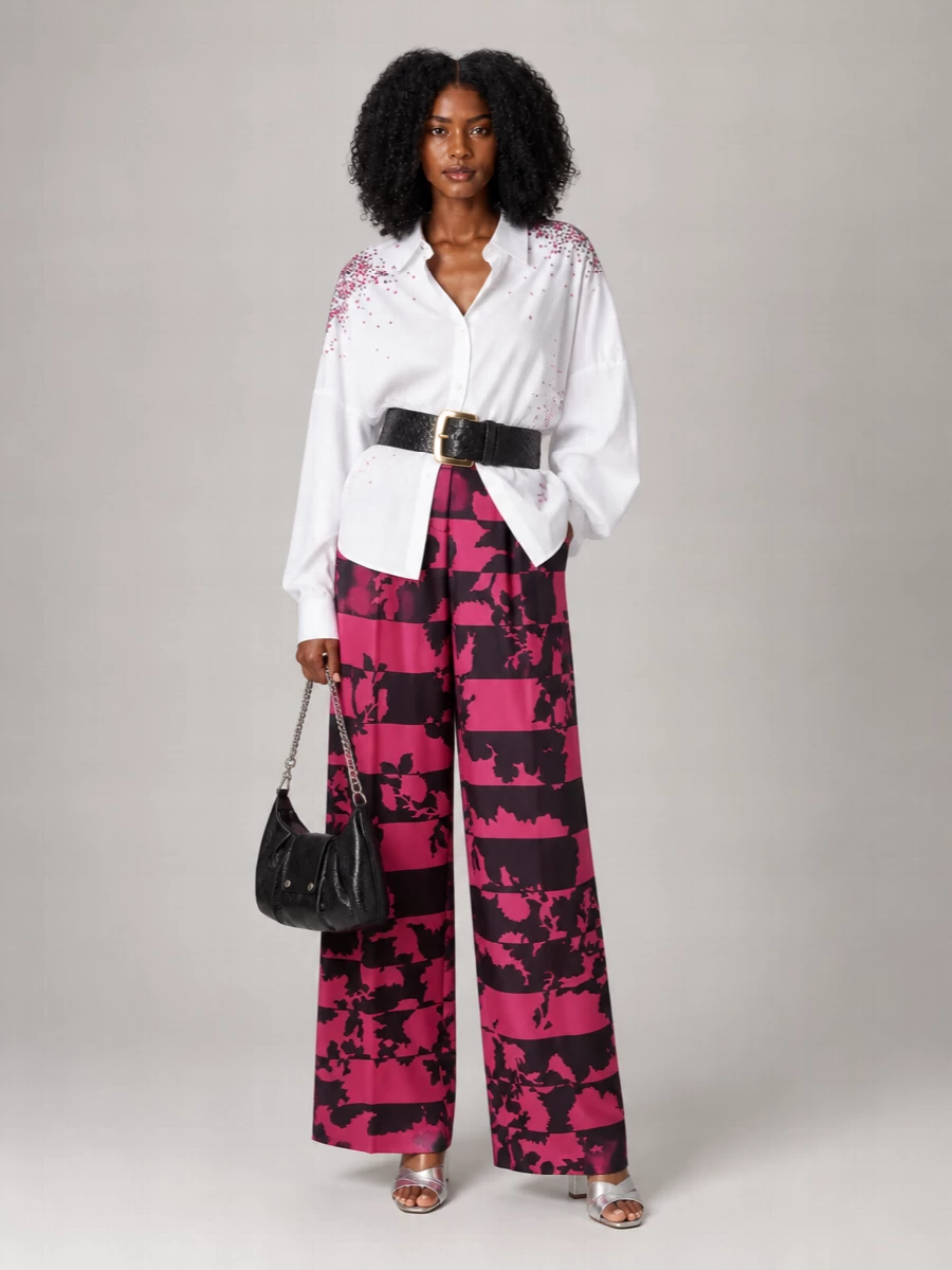 Dries Van Noten Pamplona High Waist Pleated Wide Leg Trousers