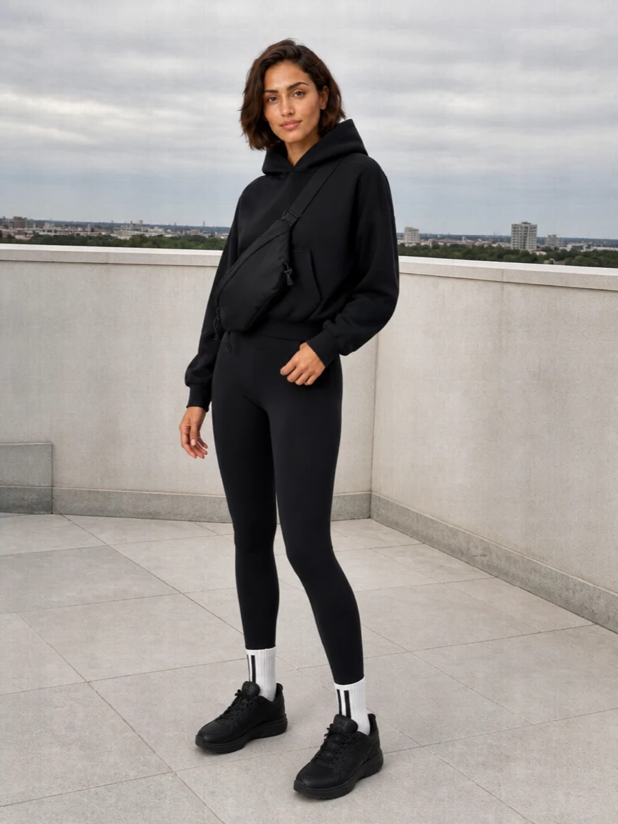 Nike black hoodie leggings outfit sneakers