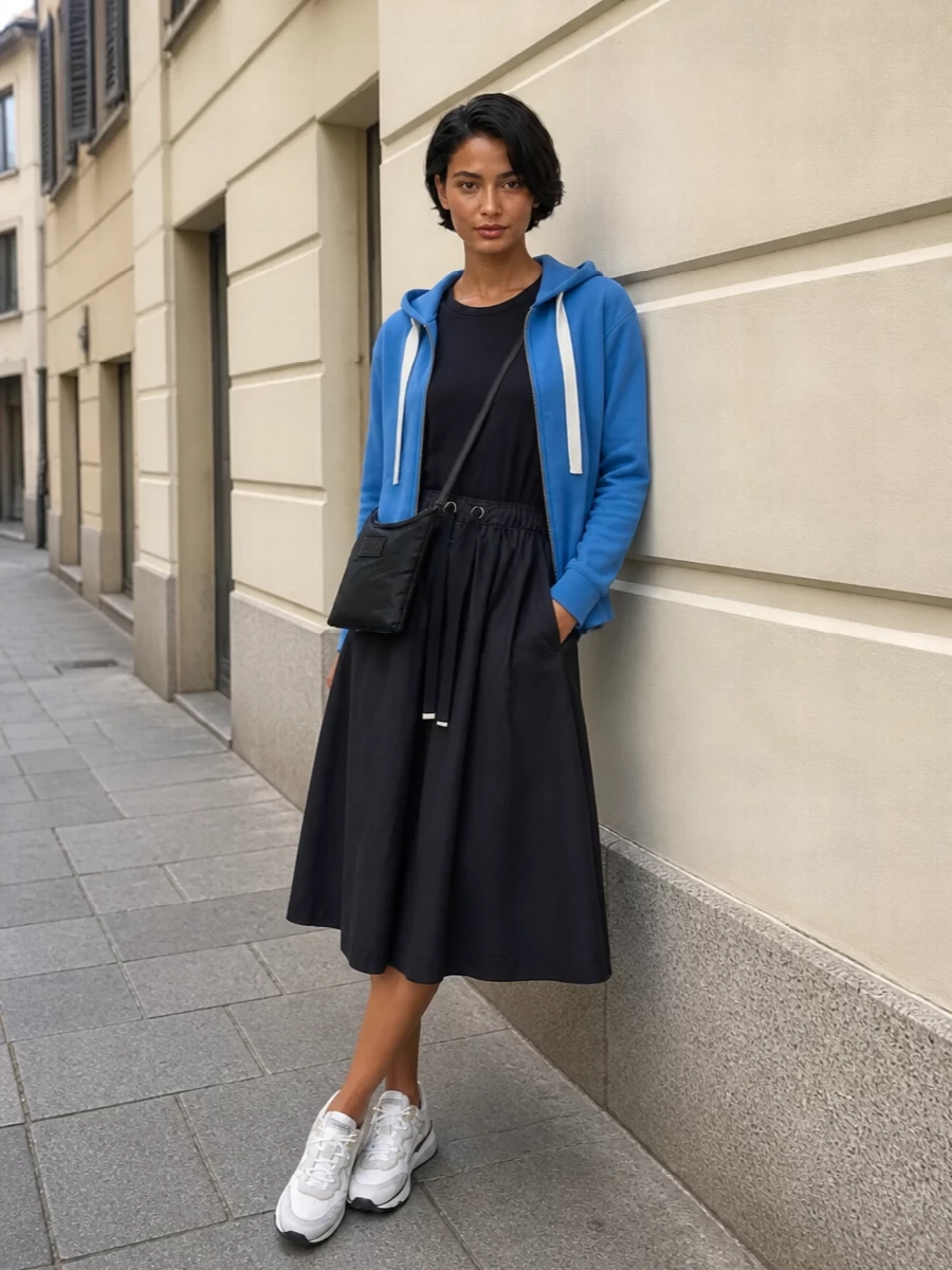 Herno max mara sporty navy dress outfit